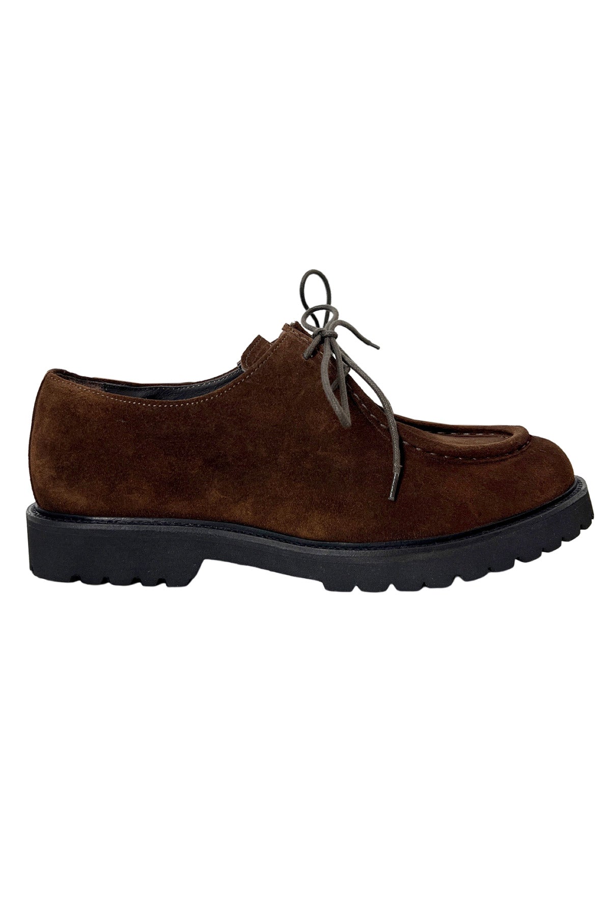 Scarpe stringate da uomo marroni in camoscio con chiusura lacci e suola carrarmato made in italy