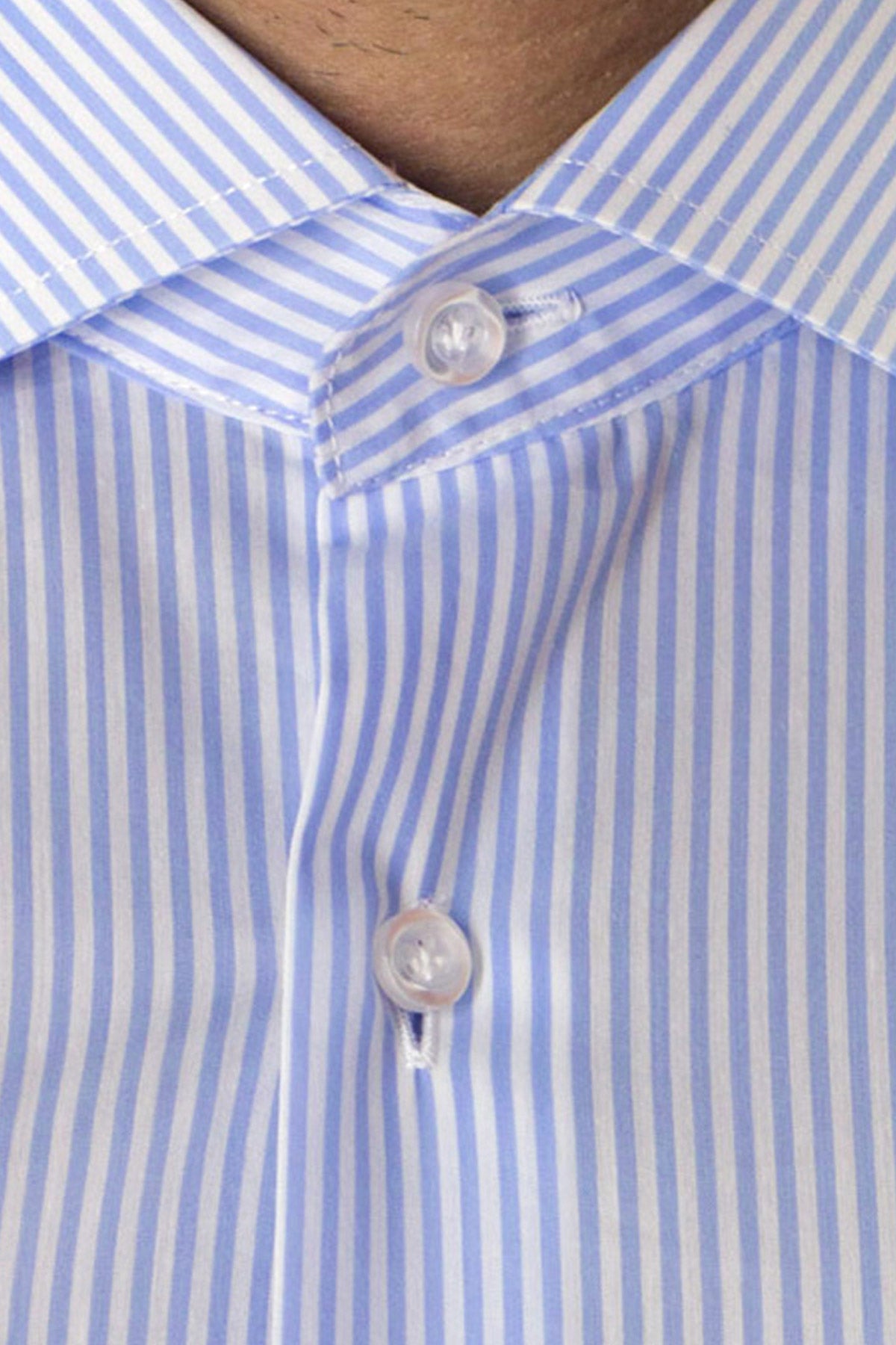 Camicia Uomo righe medie extra Slim fit cotone 100% Collo semi francese casual e elegante