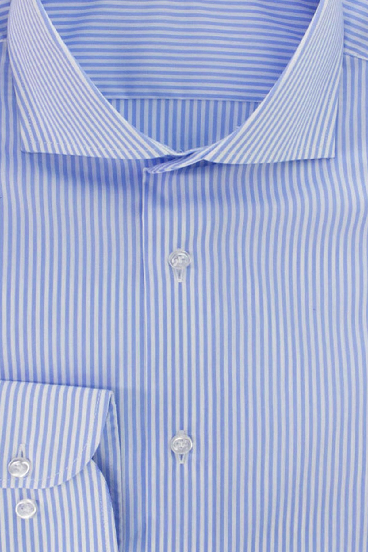 Camicia Uomo righe medie extra Slim fit cotone 100% Collo semi francese casual e elegante