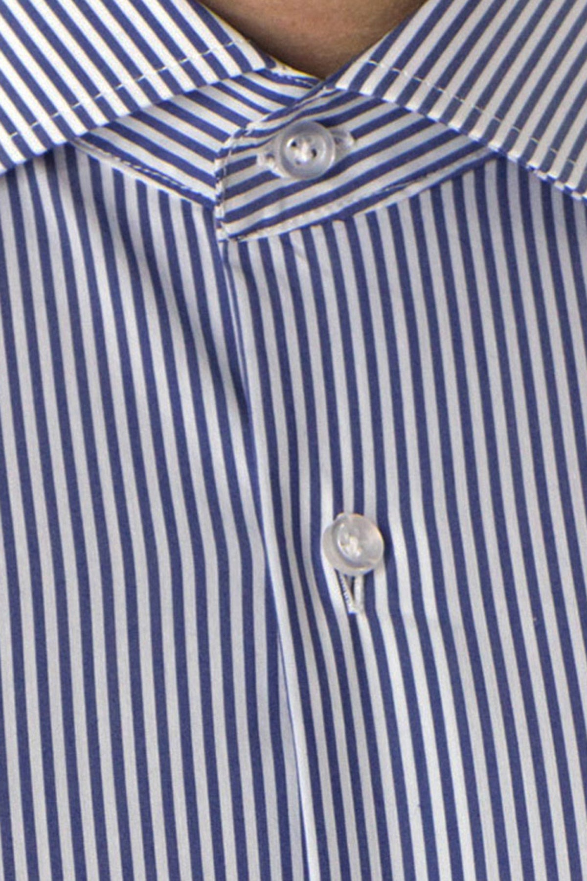 Camicia Uomo righe medie extra Slim fit cotone 100% Collo semi francese casual e elegante