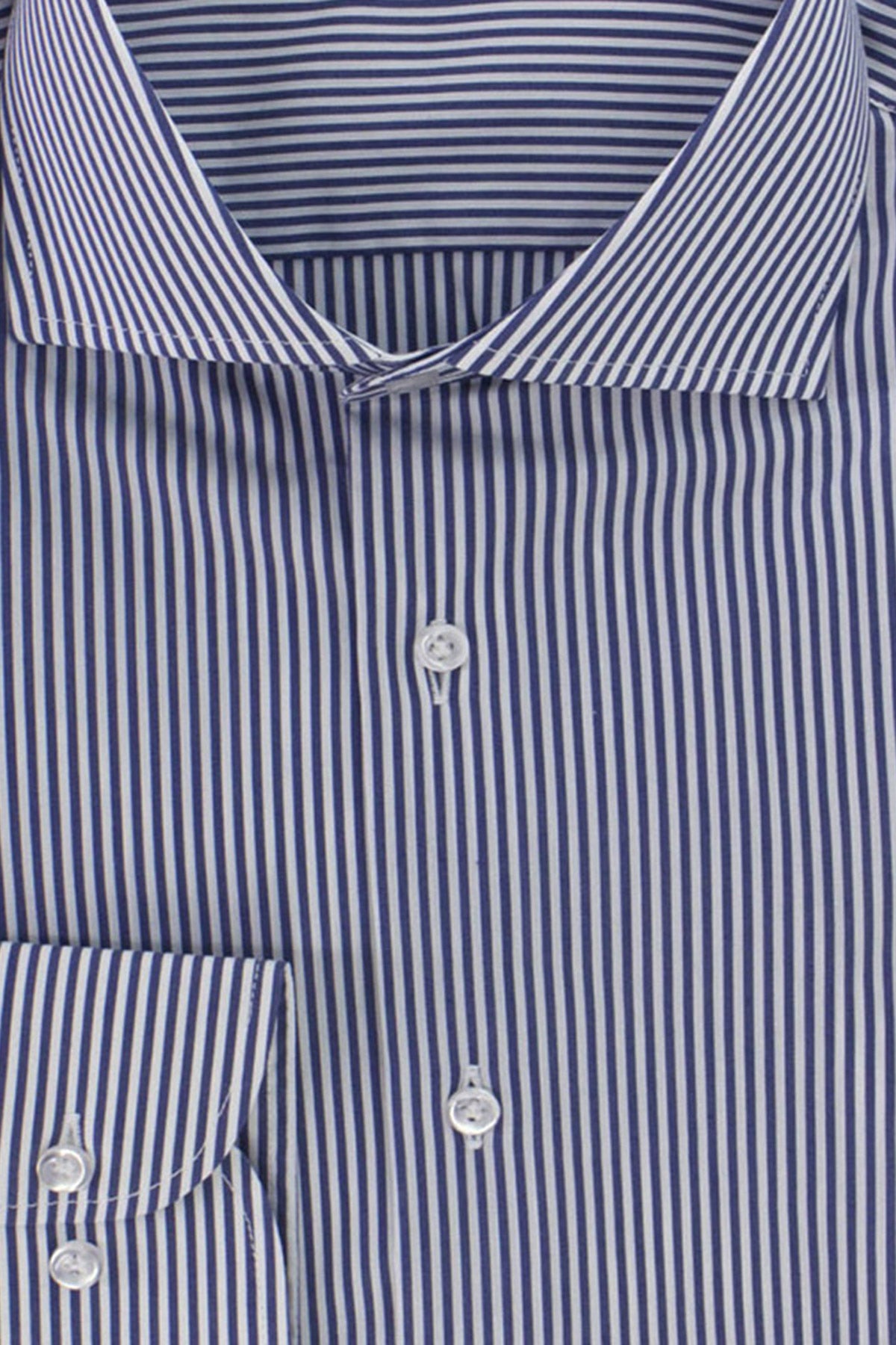 Camicia Uomo righe medie extra Slim fit cotone 100% Collo semi francese casual e elegante