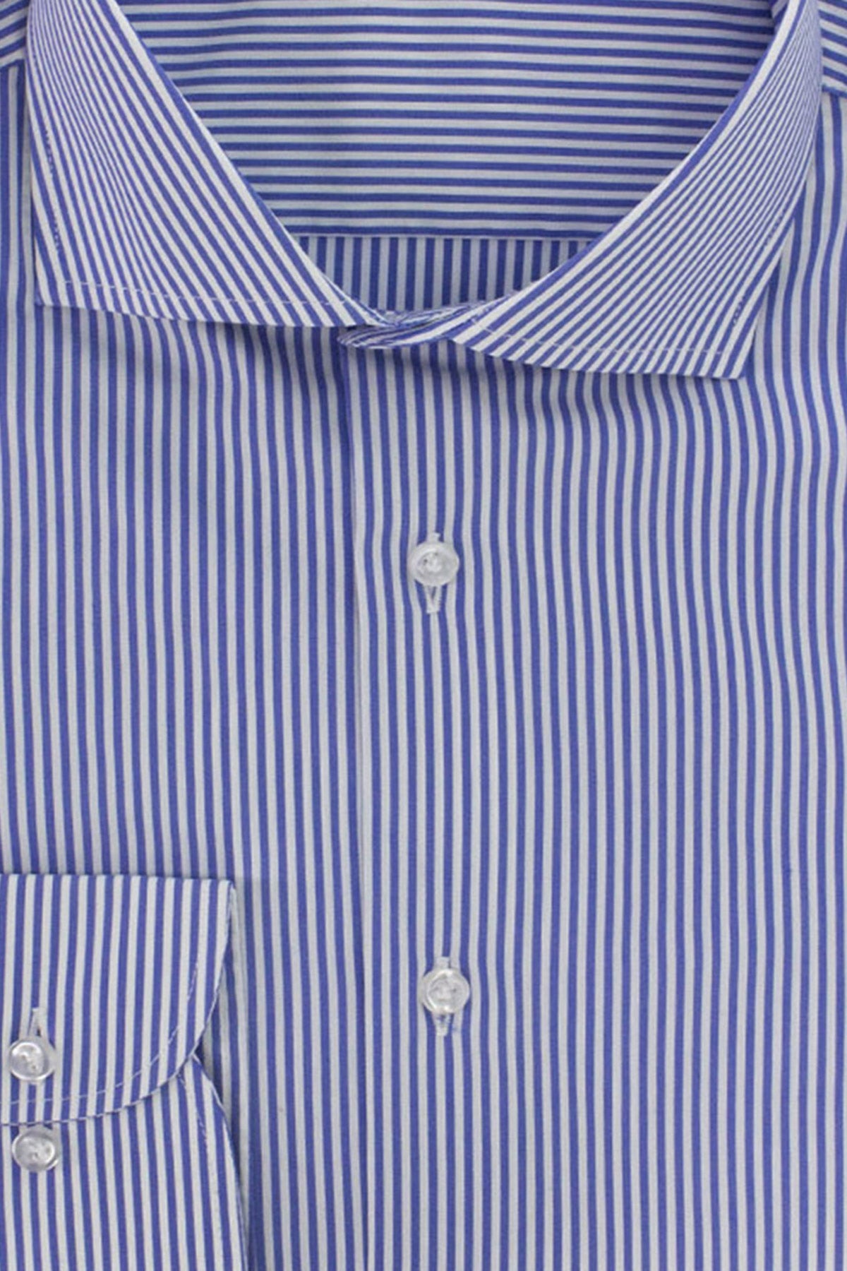 Camicia Uomo righe medie extra Slim fit cotone 100% Collo semi francese casual e elegante