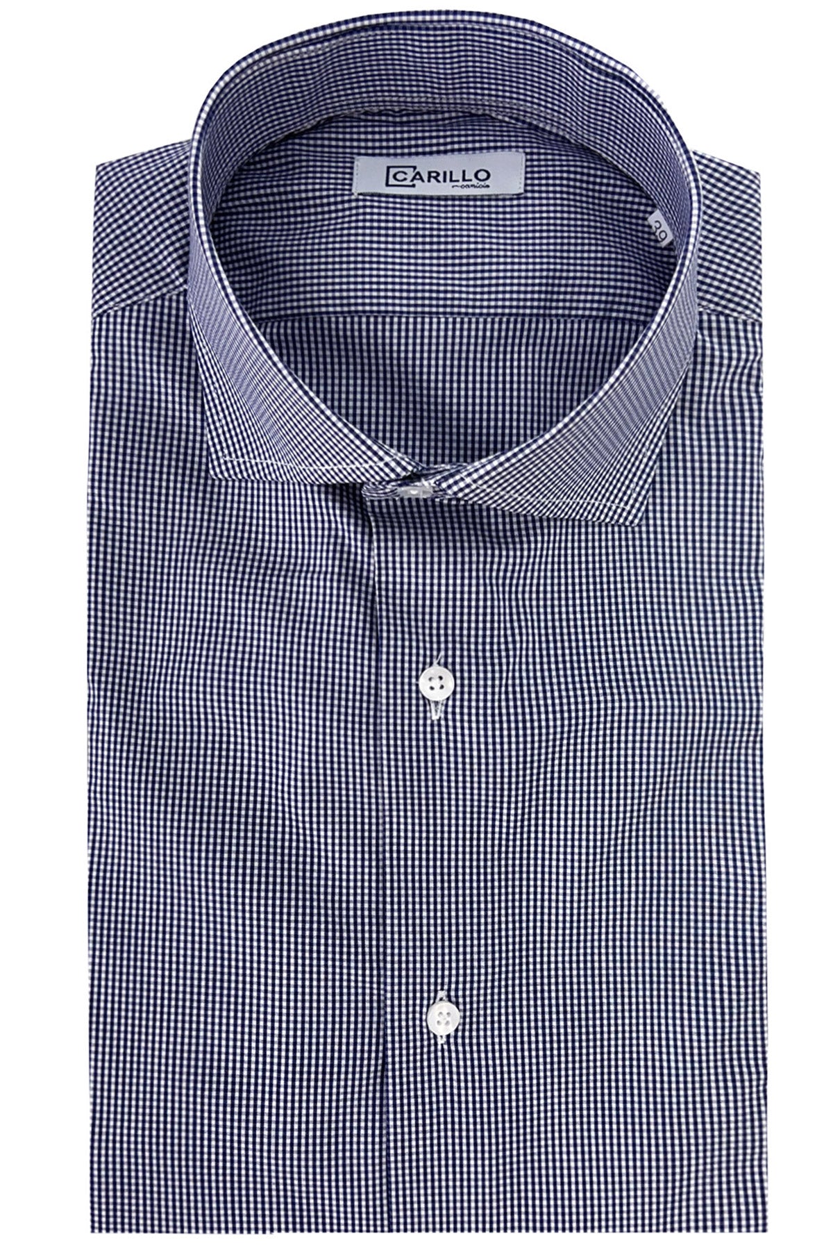 Camicia Uomo microquadro exta Slim Fit Collo semi francese cotone Elasticizzata casual e elegante
