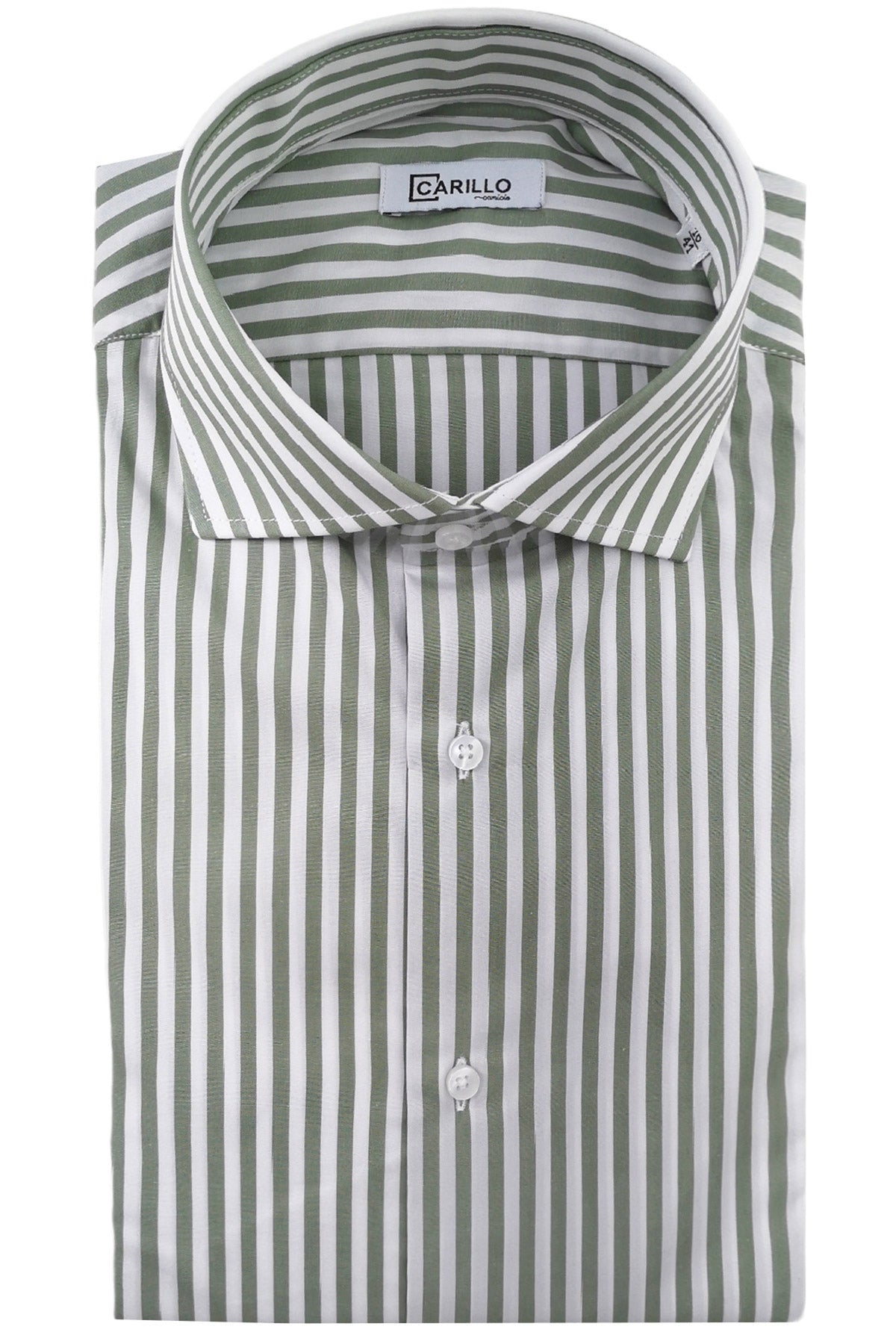 Camicia Uomo righe Larghe extra Slim fit  Collo semi francese 100% cotone made in italy