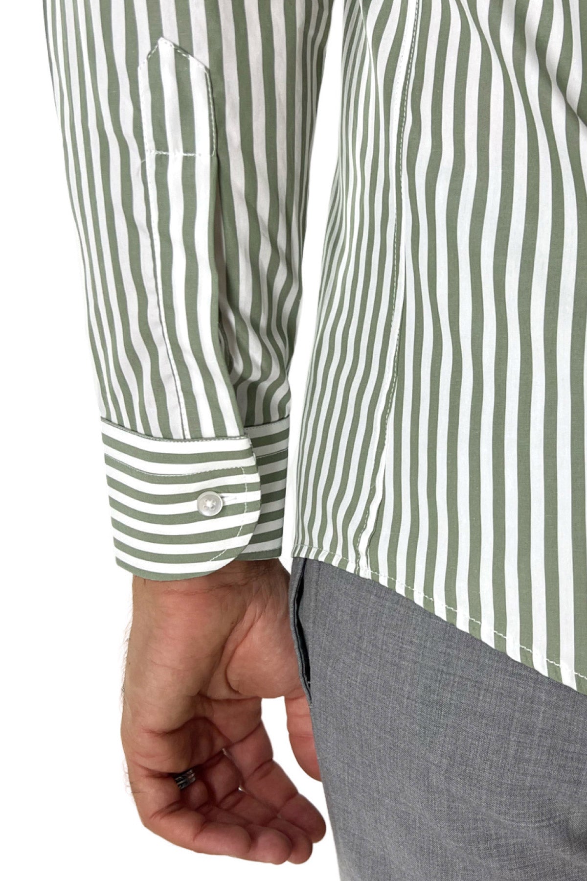 Camicia Uomo righe Larghe extra Slim fit  Collo semi francese 100% cotone made in italy