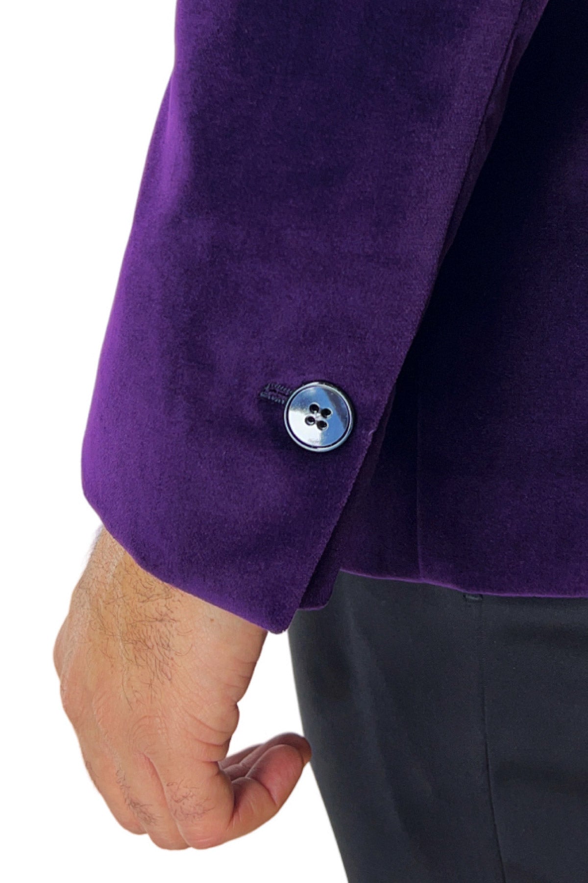 Giacca  uomo doppiopetto viola in velluto liscio Holland & Sherry con rever a scialle