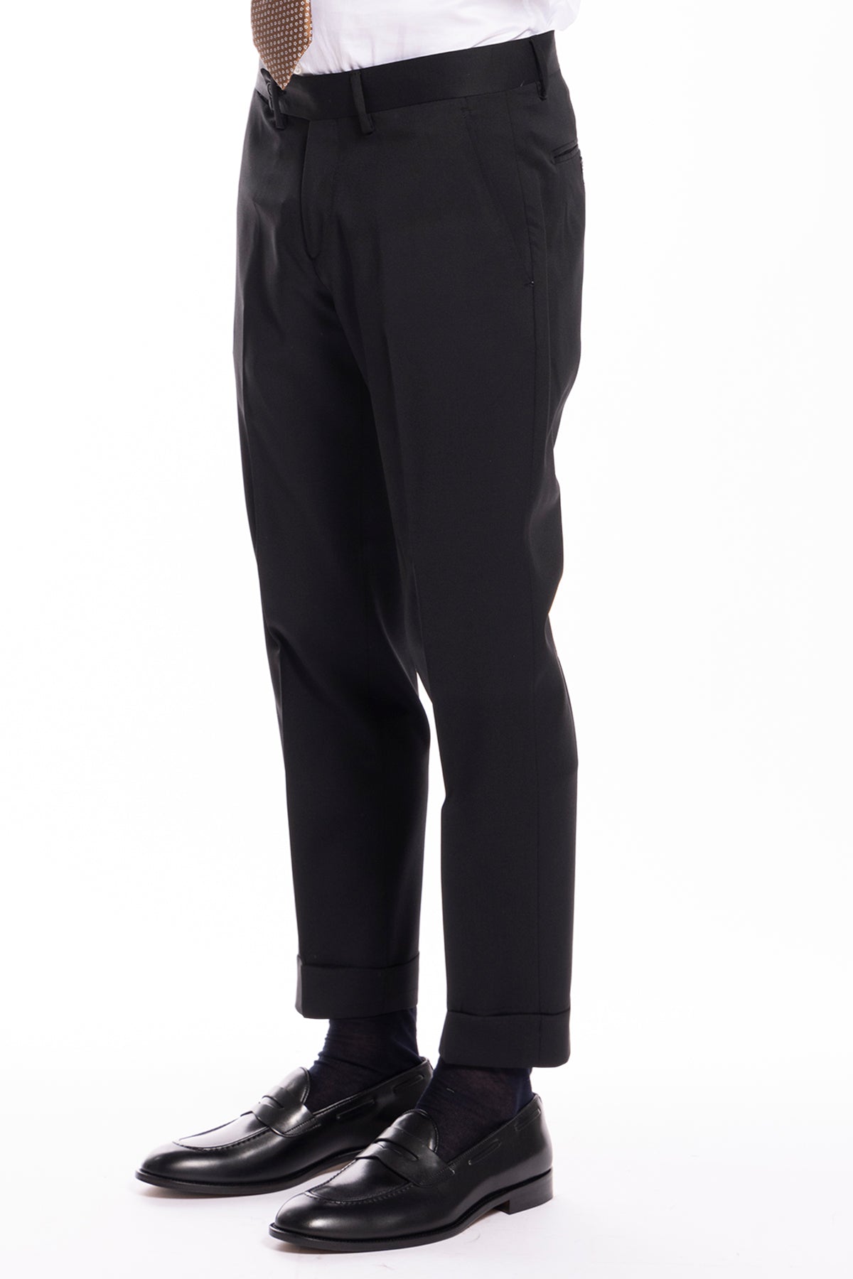 Pantalone uomo nero tasca america in fresco lana super 130's Vitale Barberis Canonico