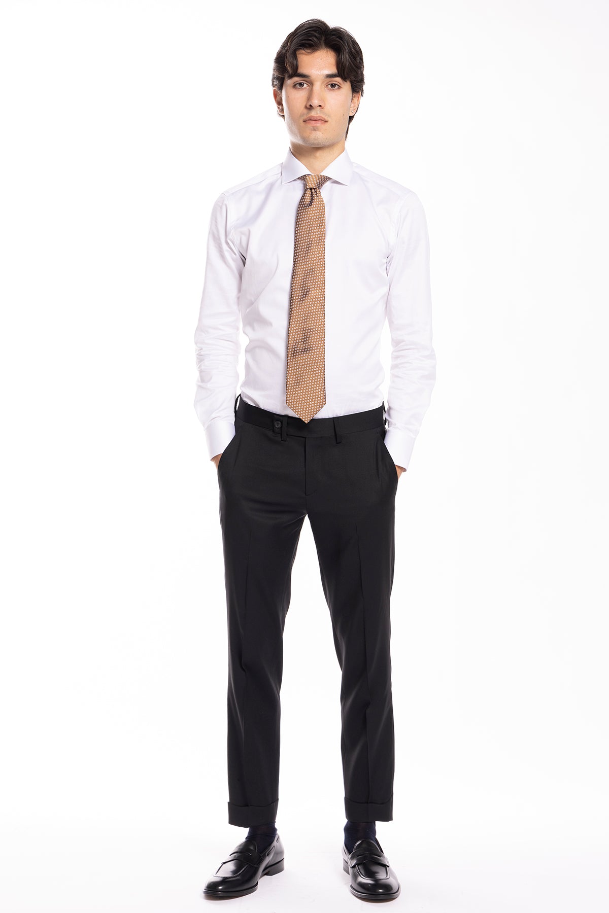Pantalone uomo nero tasca america in fresco lana super 130's Vitale Barberis Canonico