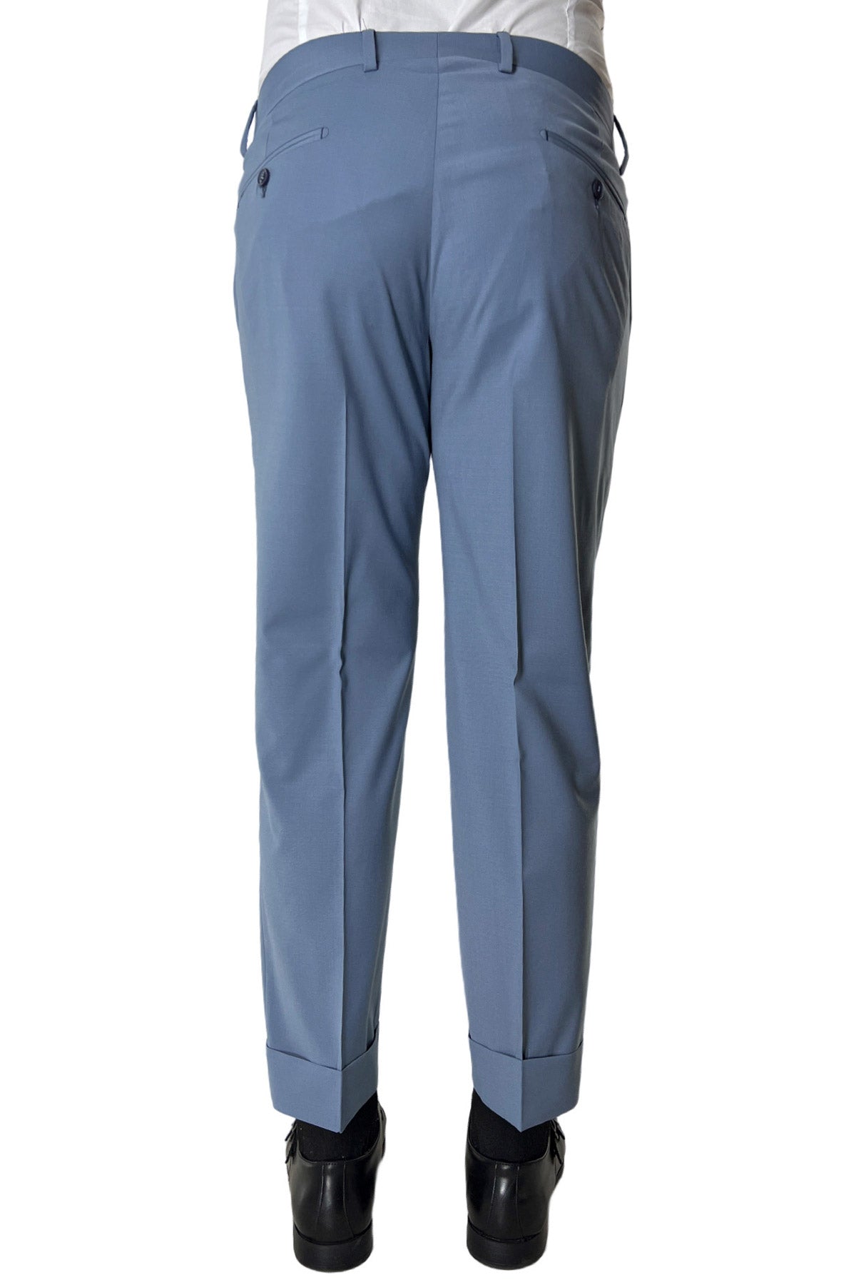 Pantalone uomo celeste tasca america in fresco lana misto