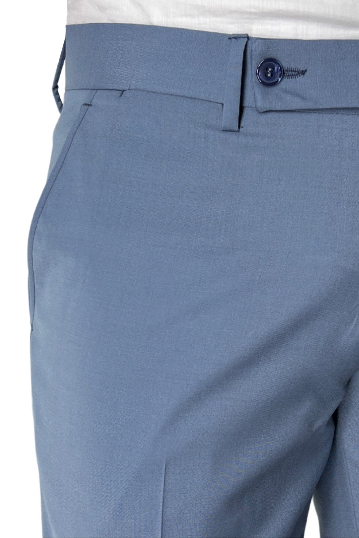 Pantalone uomo celeste tasca america in fresco lana misto