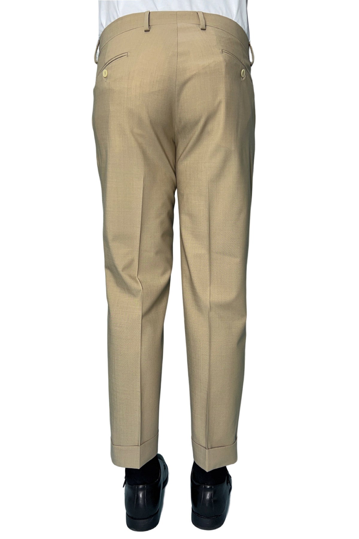Pantalone uomo beige tasca america in fresco lana misto