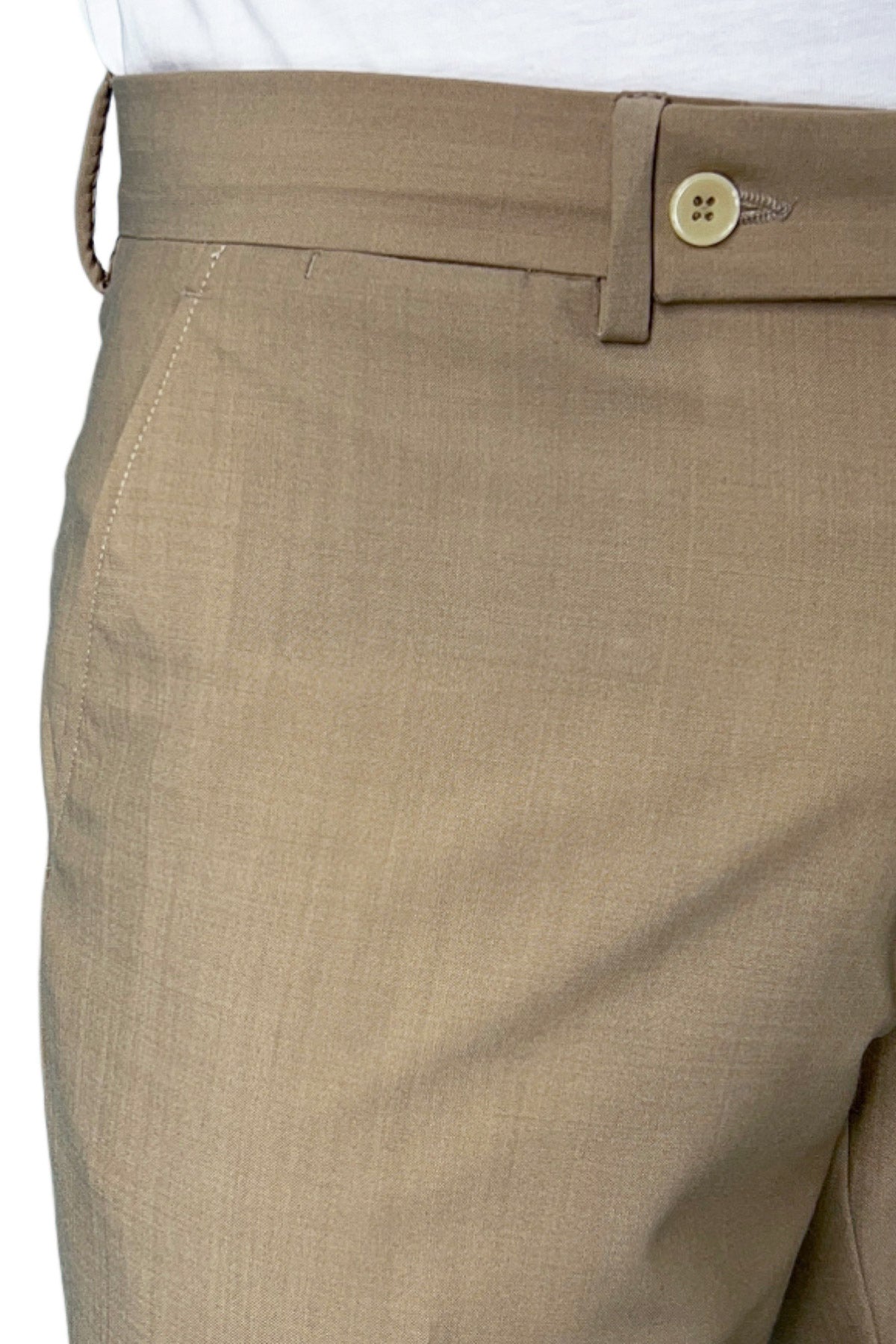 Pantalone uomo beige tasca america in fresco lana misto