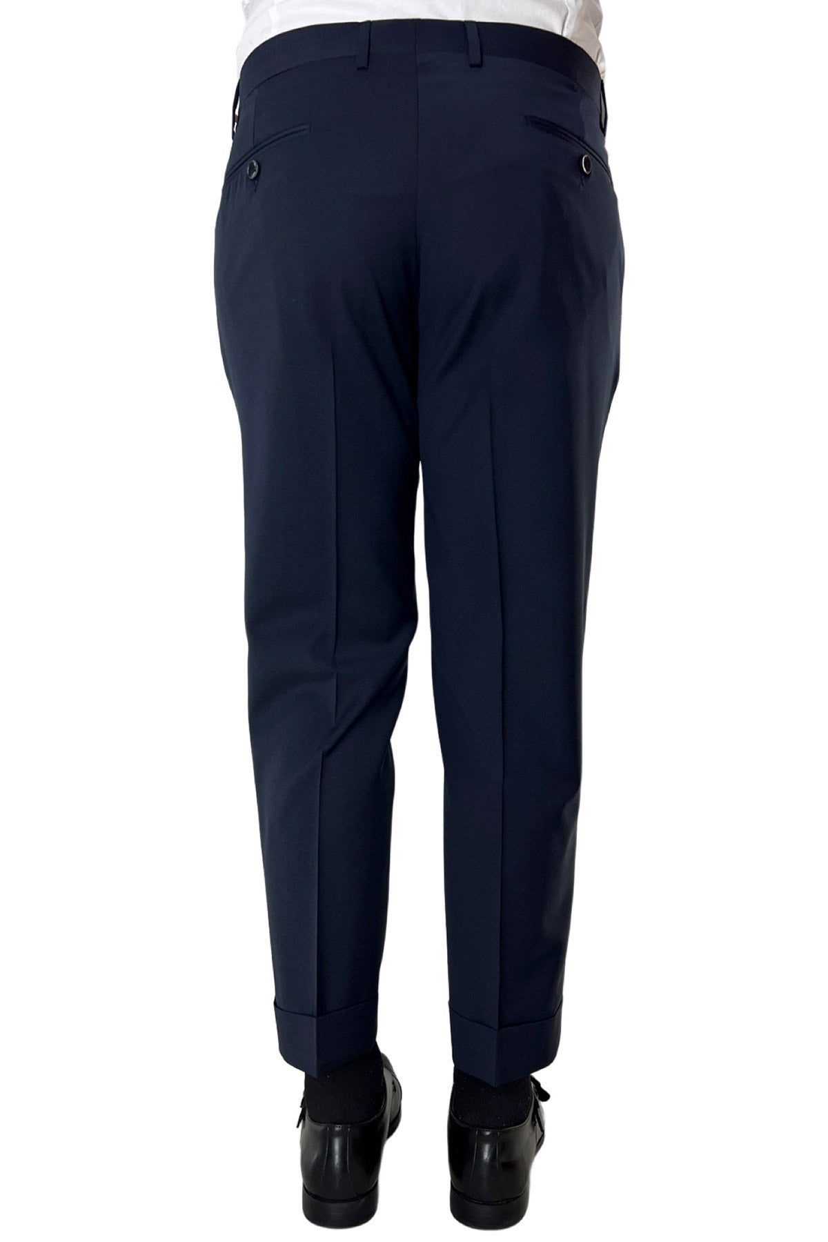 Pantalone uomo navy blu tasca america in fresco lana misto
