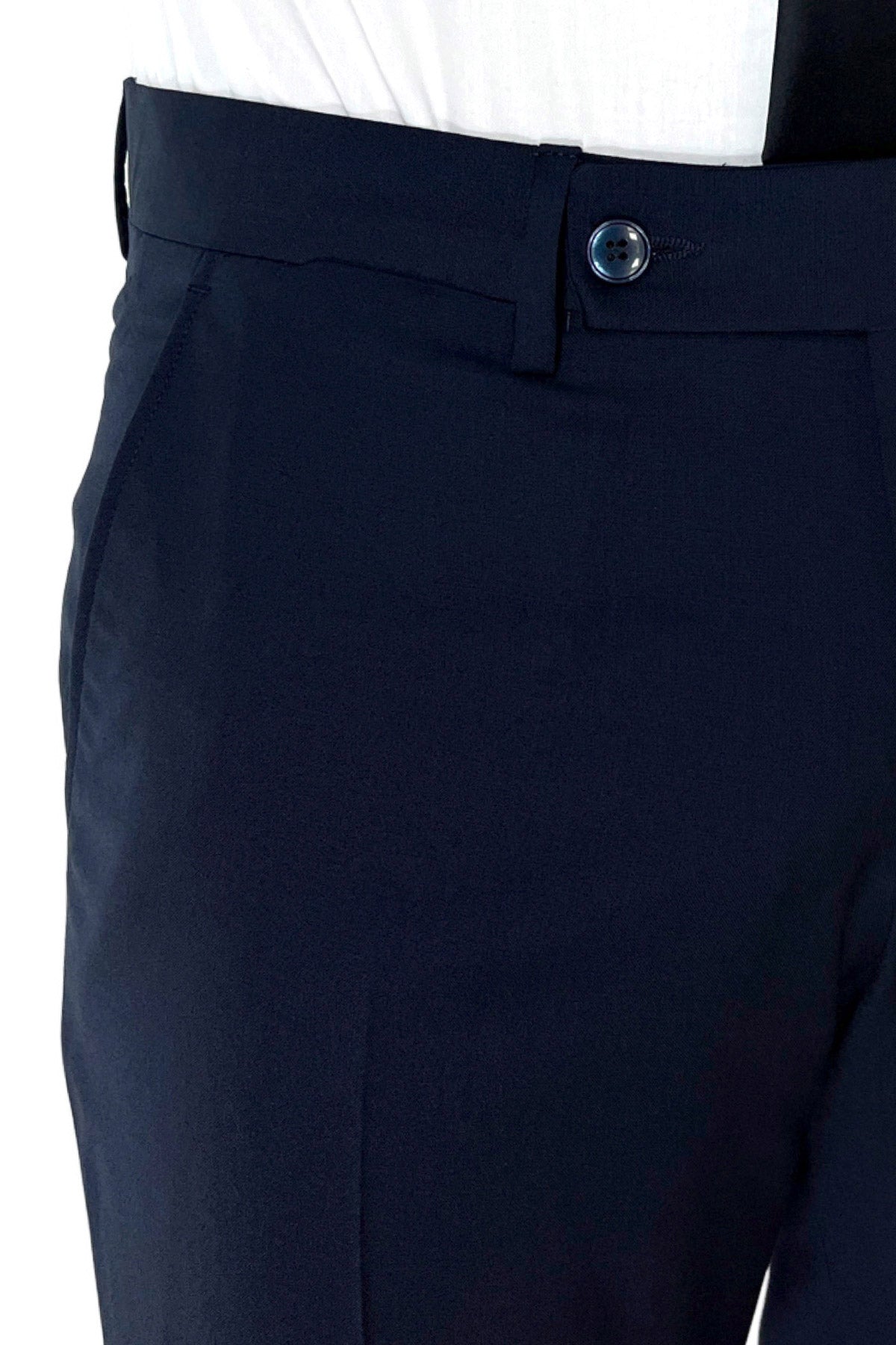 Pantalone uomo navy blu tasca america in fresco lana misto
