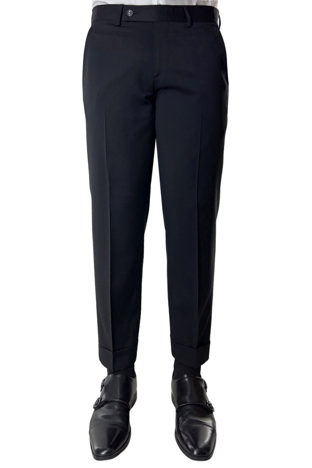 Pantalone uomo nero tasca america in fresco lana misto