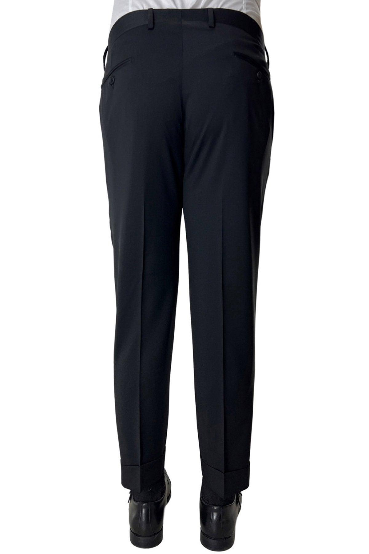 Pantalone uomo nero tasca america in fresco lana misto