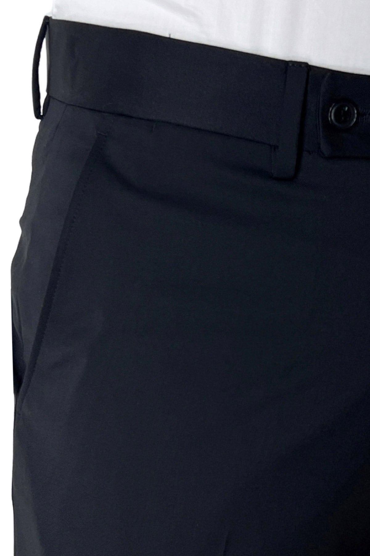 Pantalone uomo nero tasca america in fresco lana misto