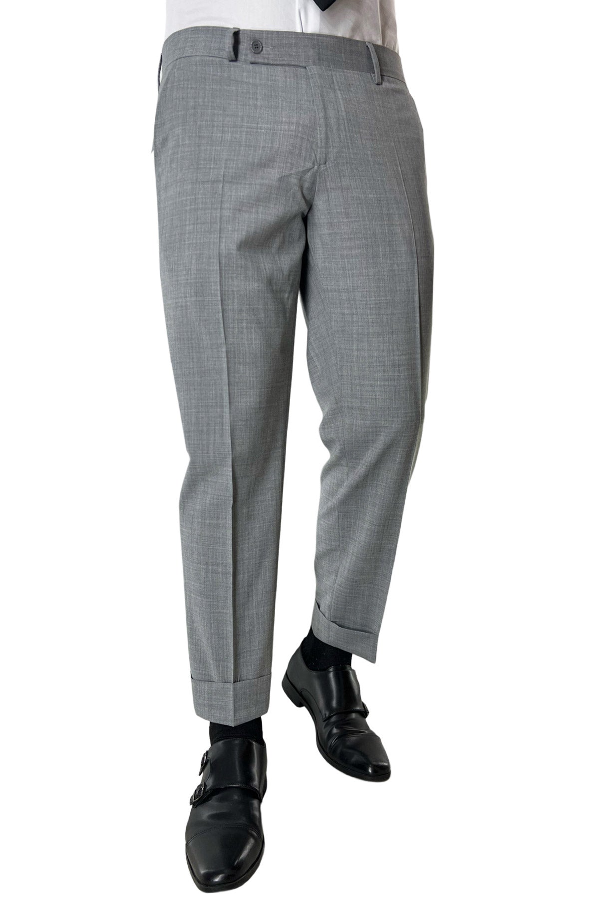 Pantalone uomo grigio chiaro tasca america in fresco lana misto