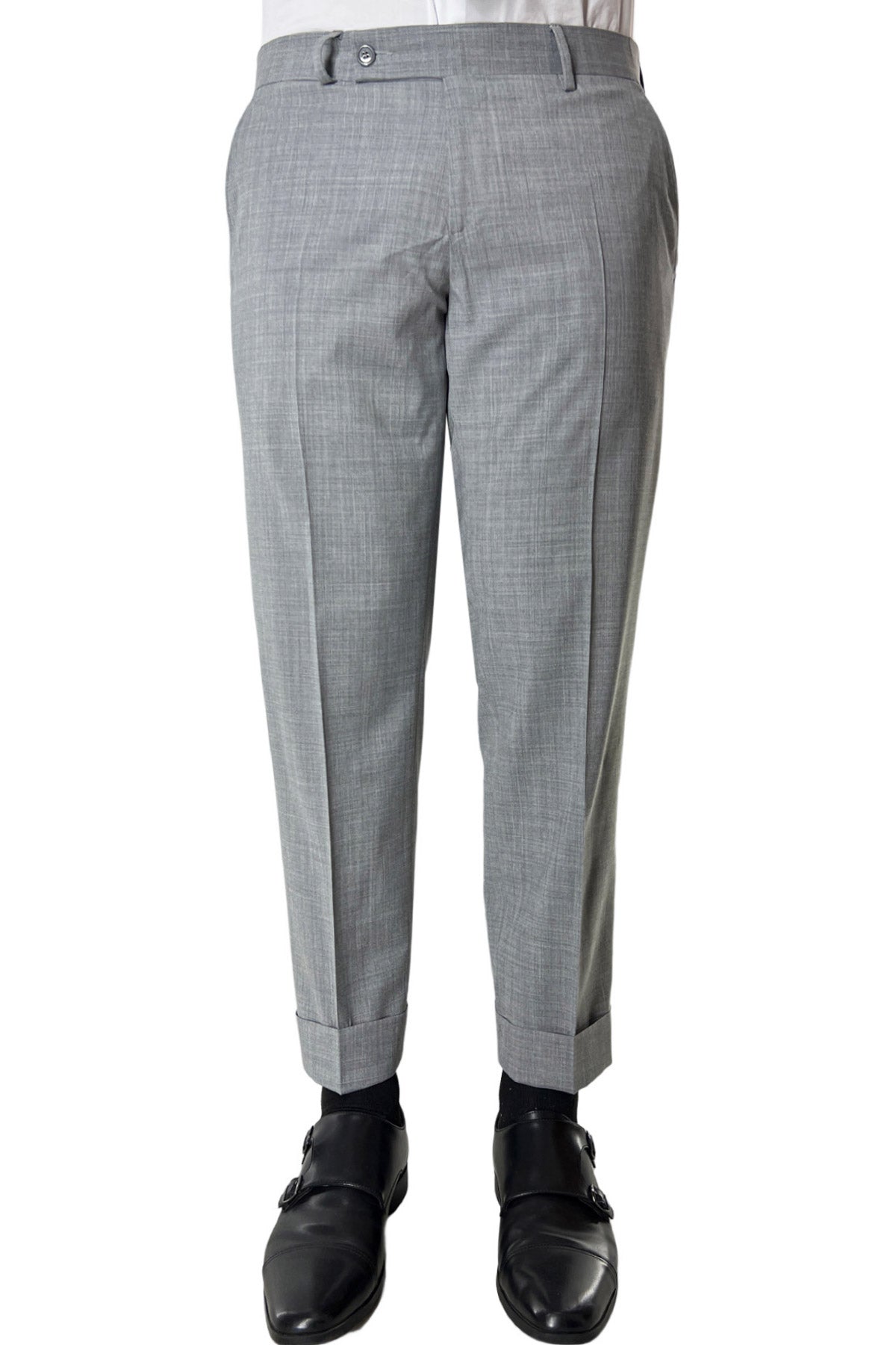 Pantalone uomo grigio chiaro tasca america in fresco lana misto