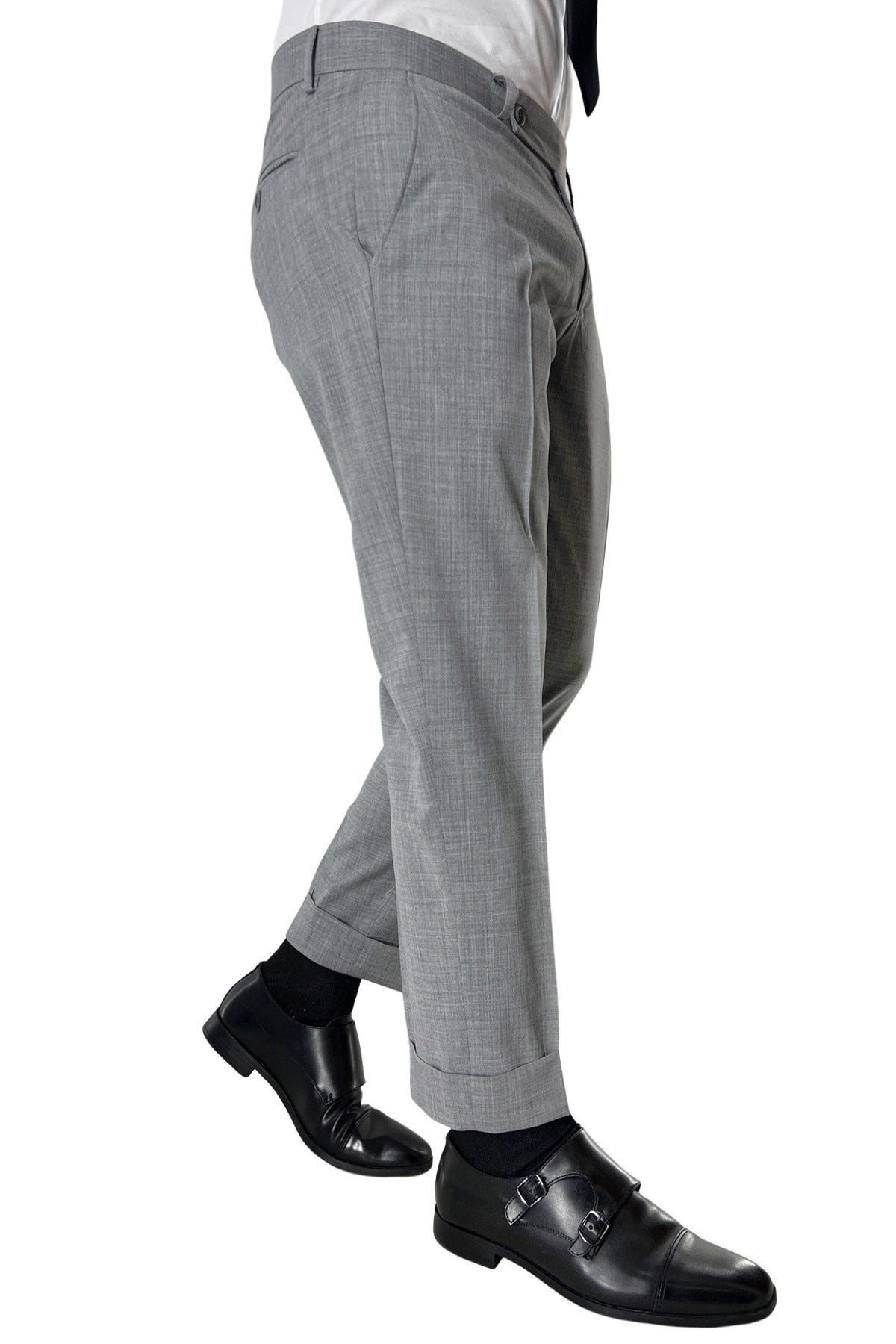 Pantalone uomo grigio chiaro tasca america in fresco lana misto