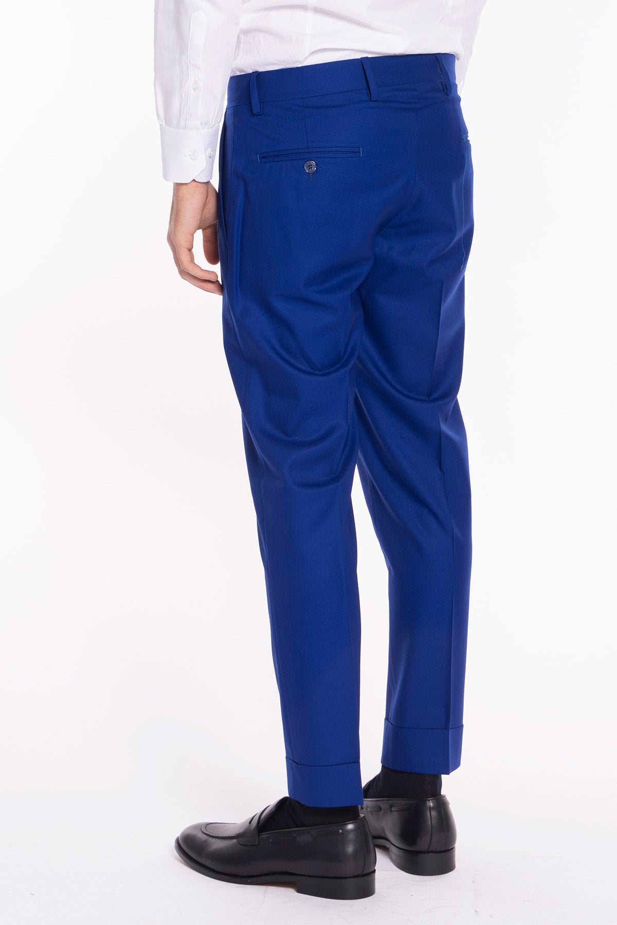 Pantalone uomo royal blu tasca america in fresco lana super 140's Holland & Sherry