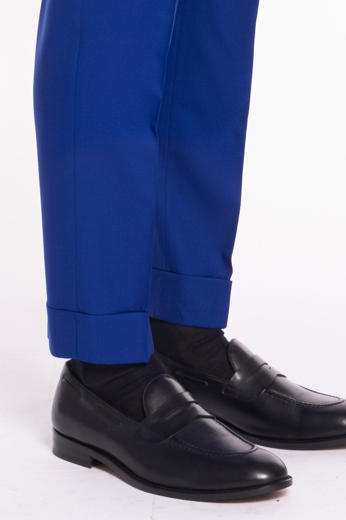 Abito uomo monopetto royal blu fresco lana super 140's Holland & Sherry Rever a lancia