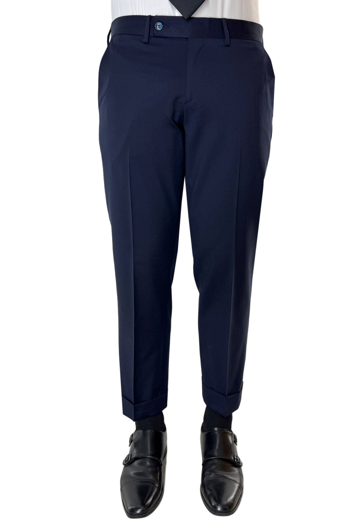 Pantalone uomo navy blu tasca america in fresco lana super 140's Holland & Sherry