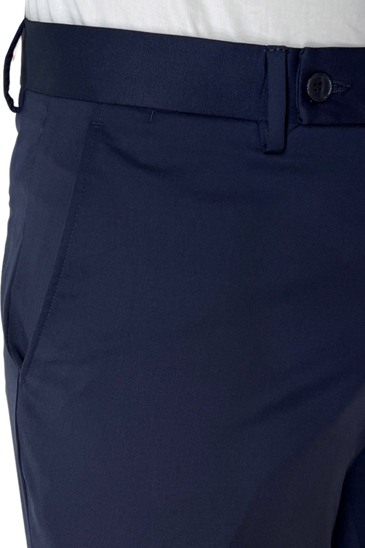 Pantalone uomo navy blu tasca america in fresco lana super 140's Holland & Sherry