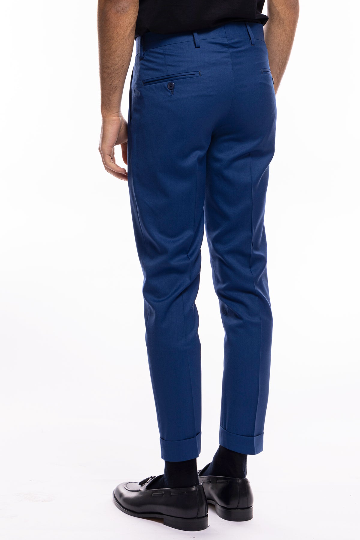 Pantalone uomo royal blu tasca america in fresco lana super 120's Holland & Sherry