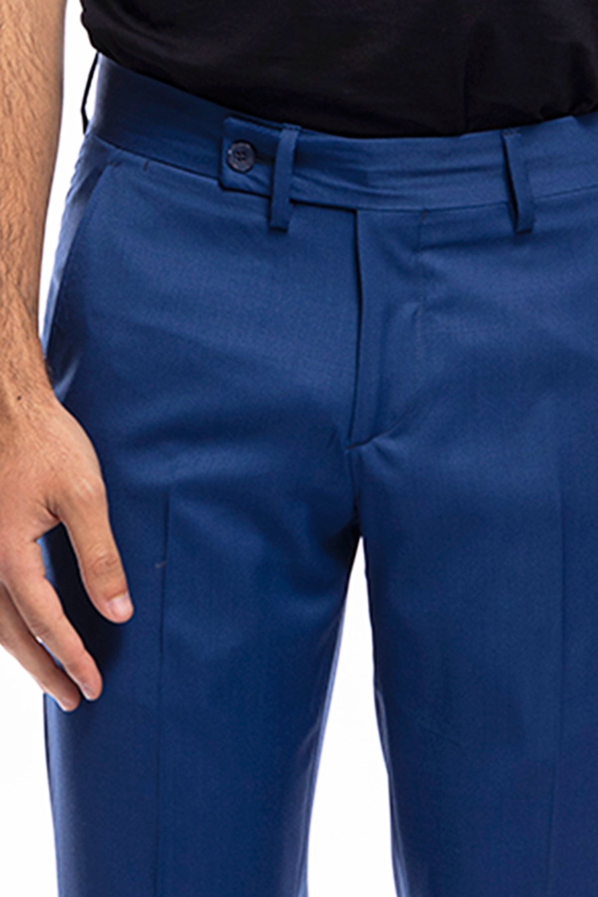 Pantalone uomo royal blu tasca america in fresco lana super 120's Holland & Sherry