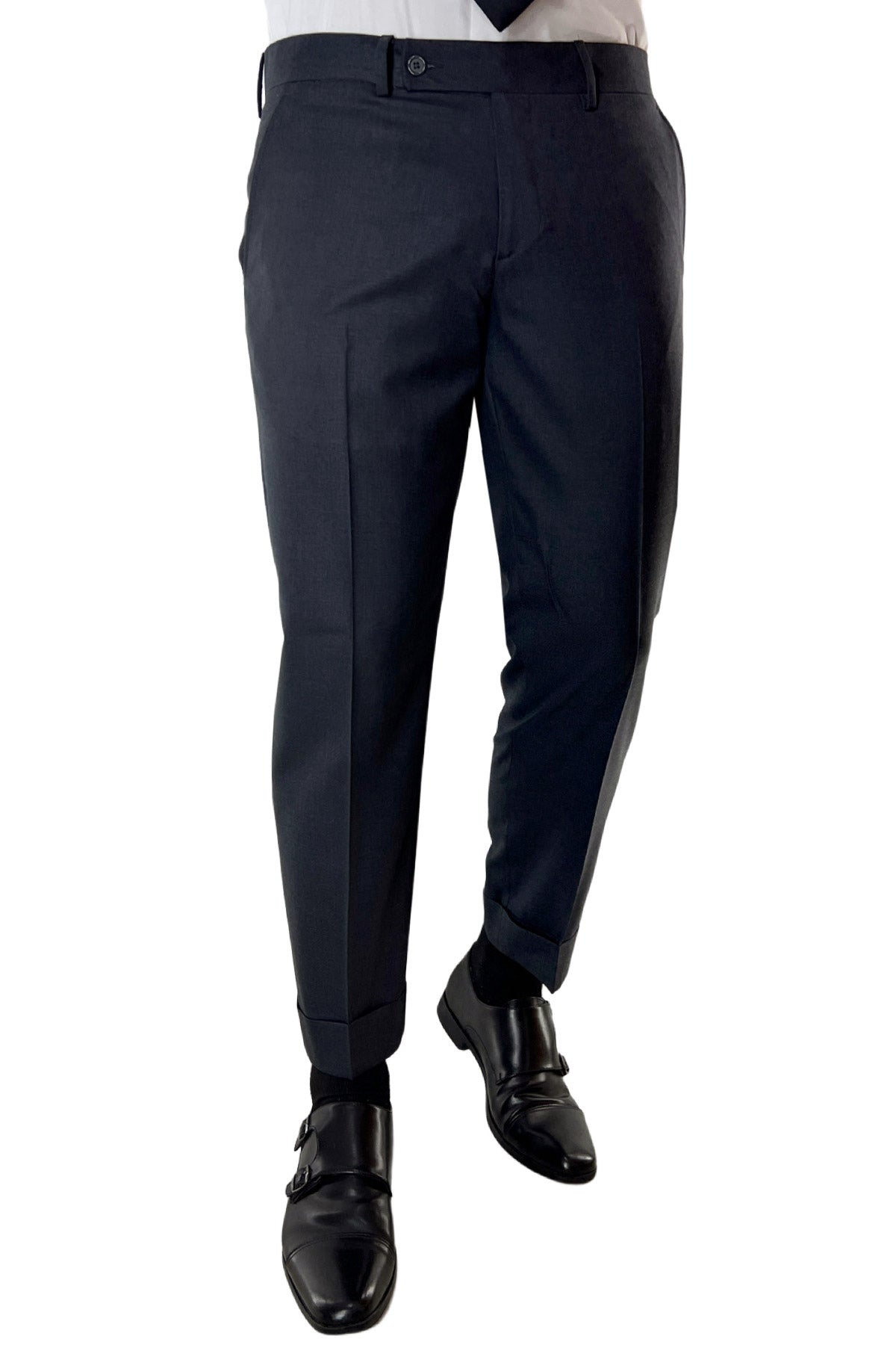 Pantalone uomo grigio scuro tasca america in fresco lana super 140's Holland & Sherry