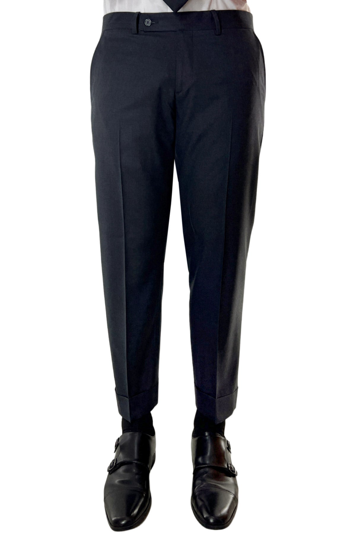 Pantalone uomo grigio scuro tasca america in fresco lana super 140's Holland & Sherry