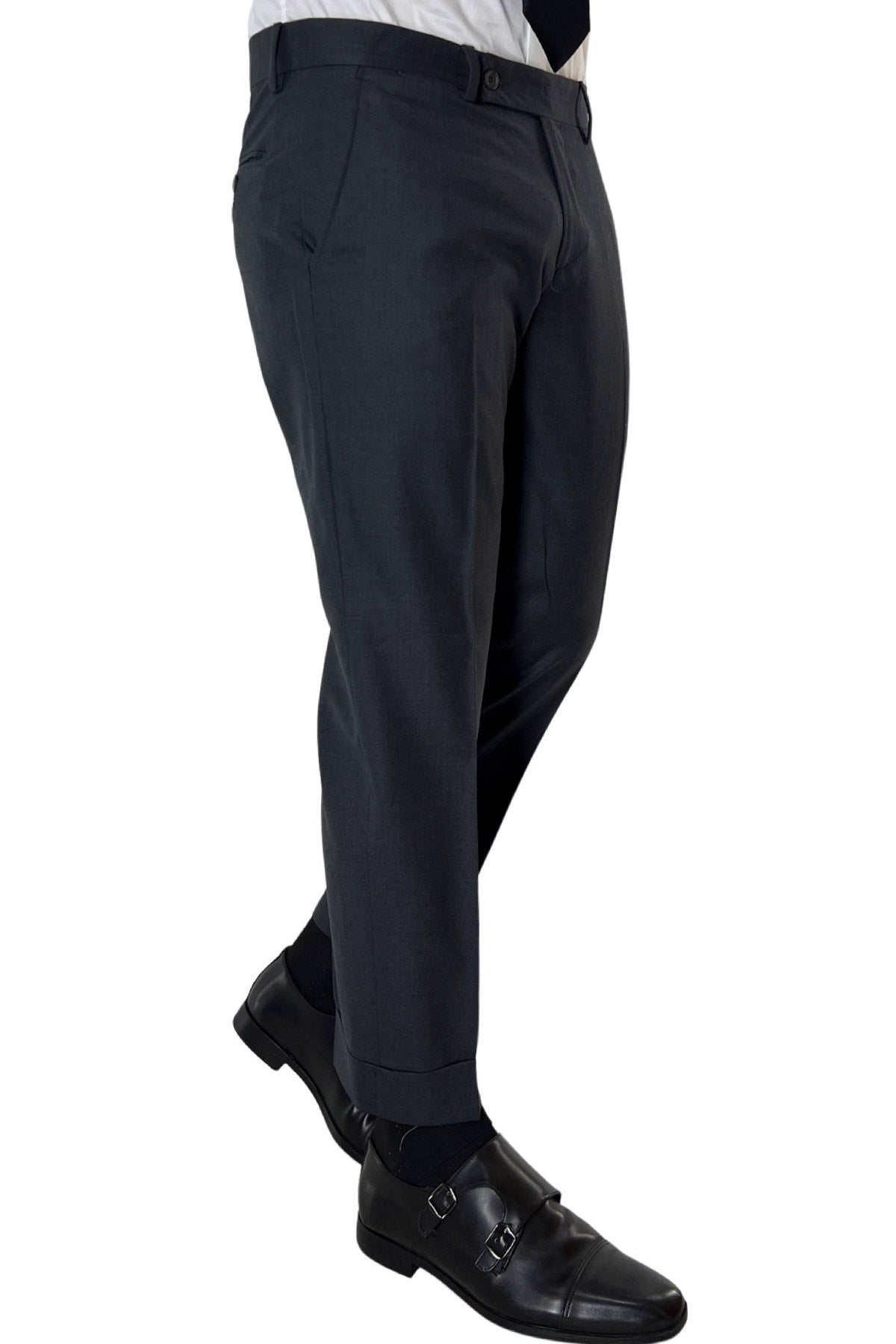 Pantalone uomo grigio scuro tasca america in fresco lana super 140's Holland & Sherry