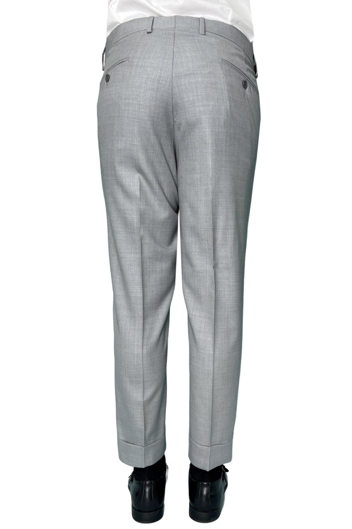 Pantalone uomo grigio chiaro tasca america in fresco lana super 140's Holland & Sherry