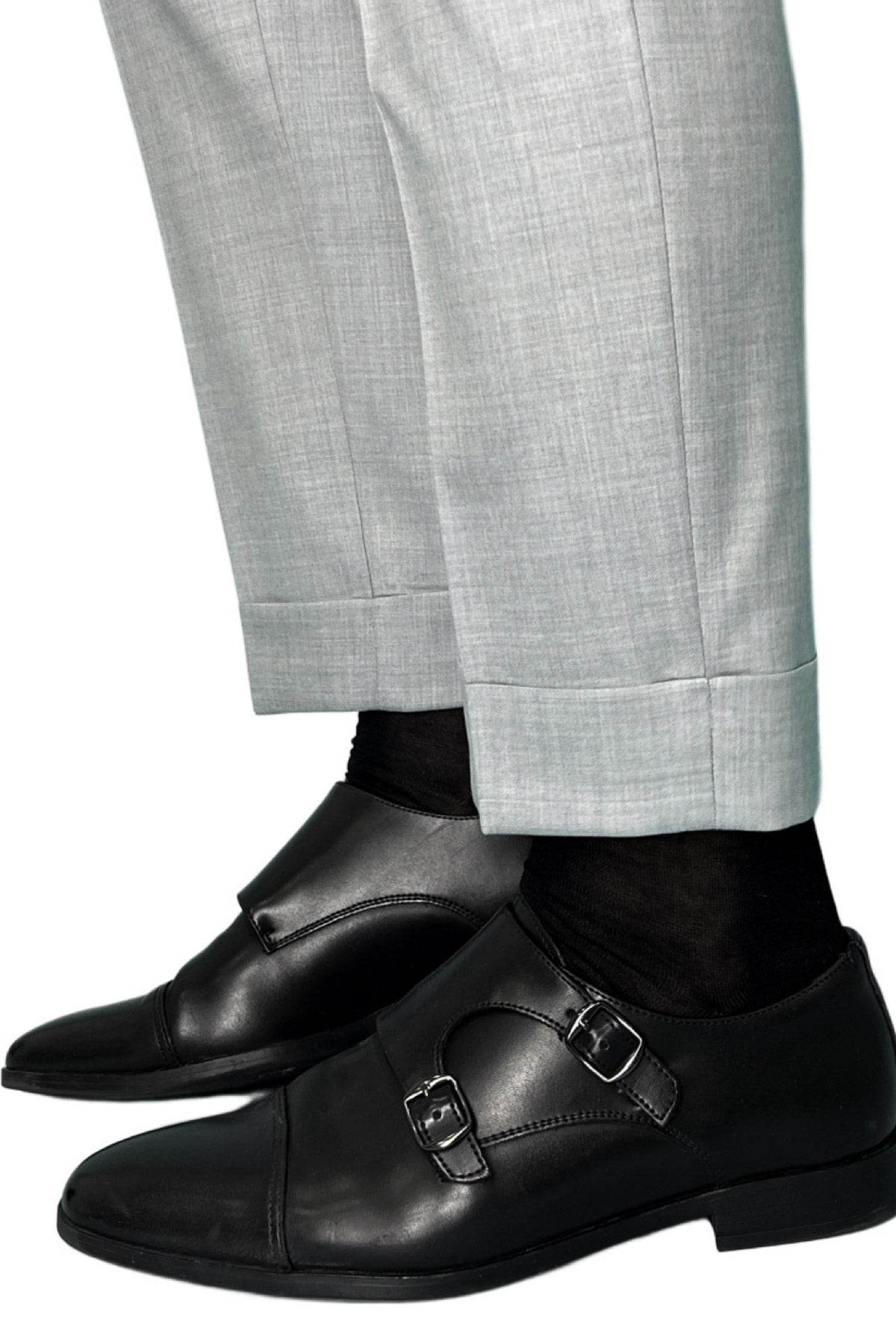Pantalone uomo grigio chiaro tasca america in fresco lana super 140's Holland & Sherry