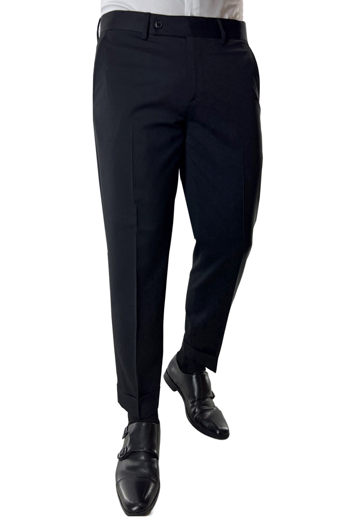 Pantalone uomo nero tasca america in fresco lana super 140's Holland & Sherry