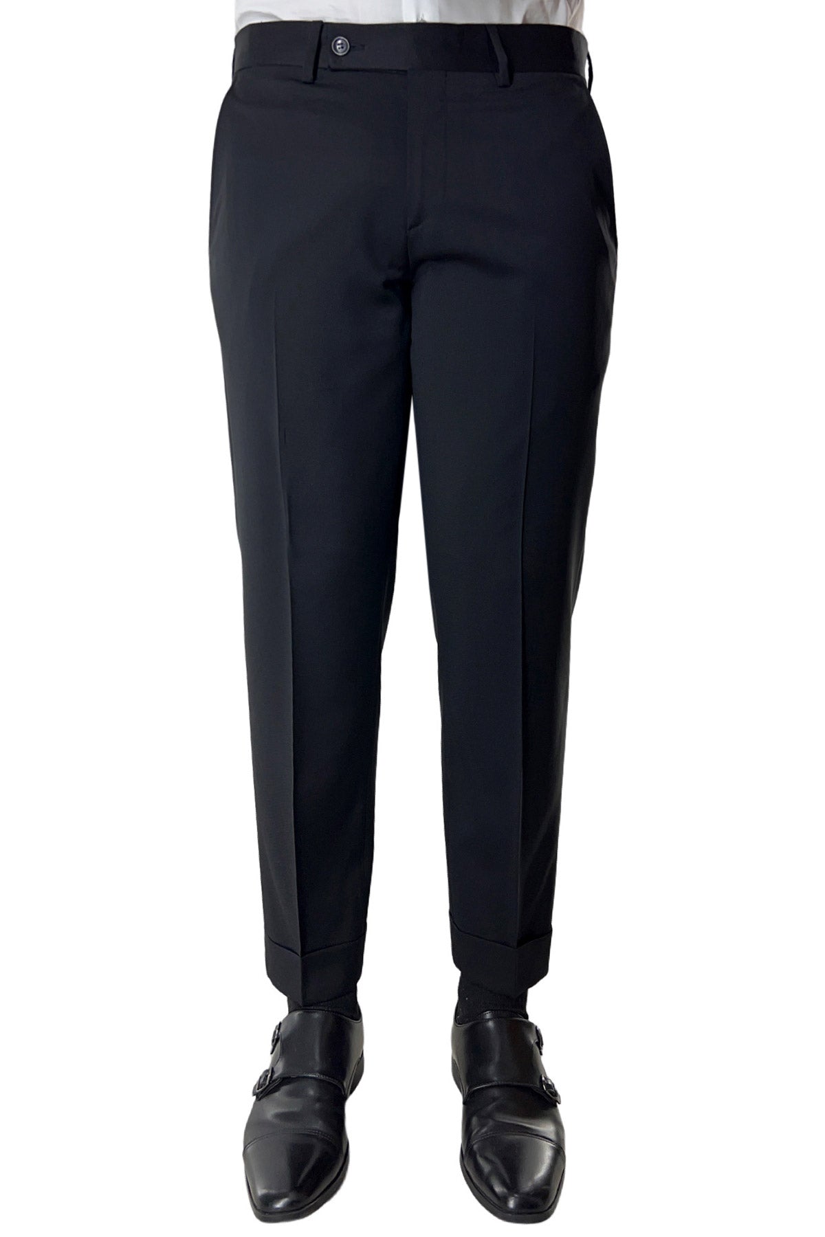 Pantalone uomo nero tasca america in fresco lana super 140's Holland & Sherry