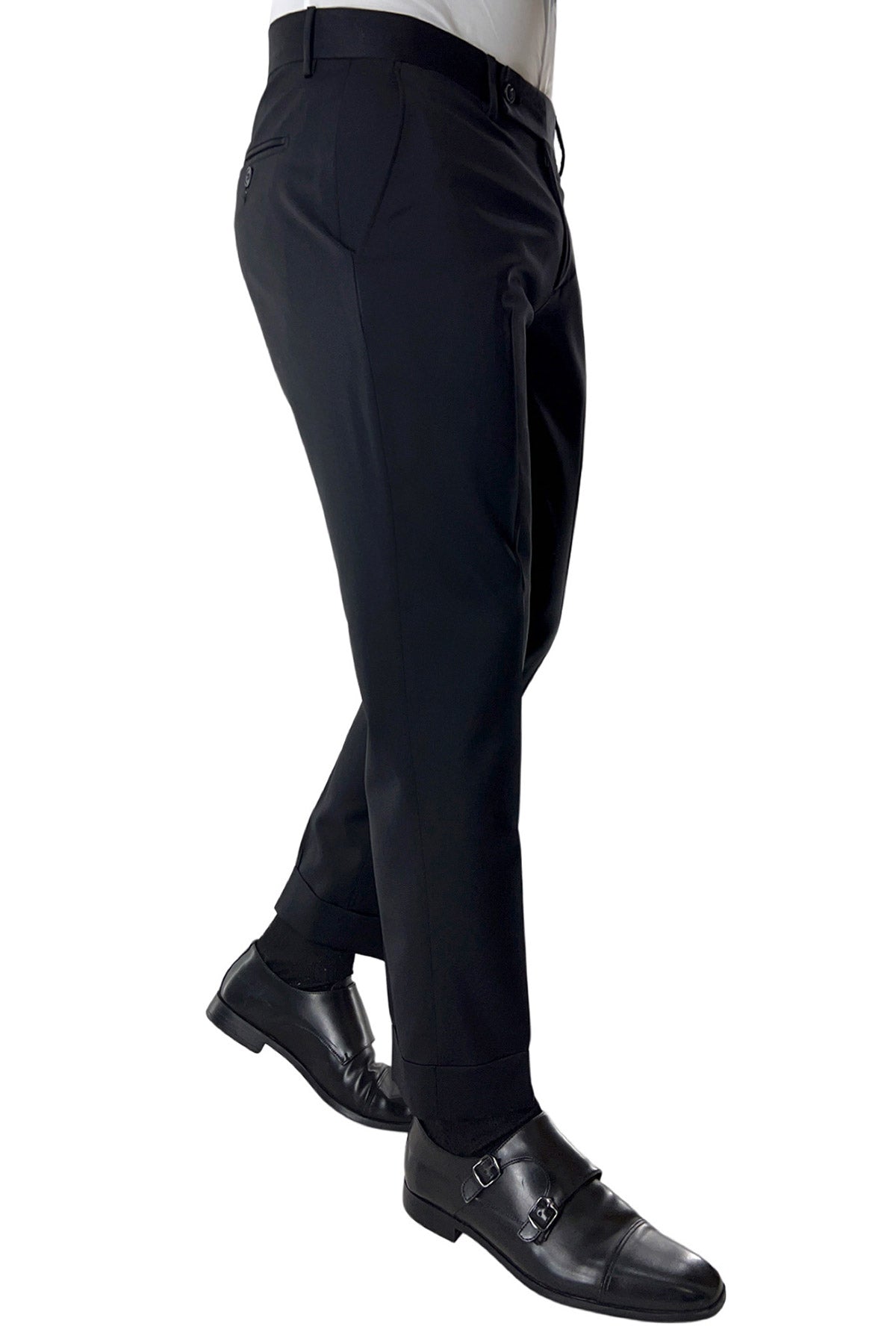 Pantalone uomo nero tasca america in fresco lana super 140's Holland & Sherry