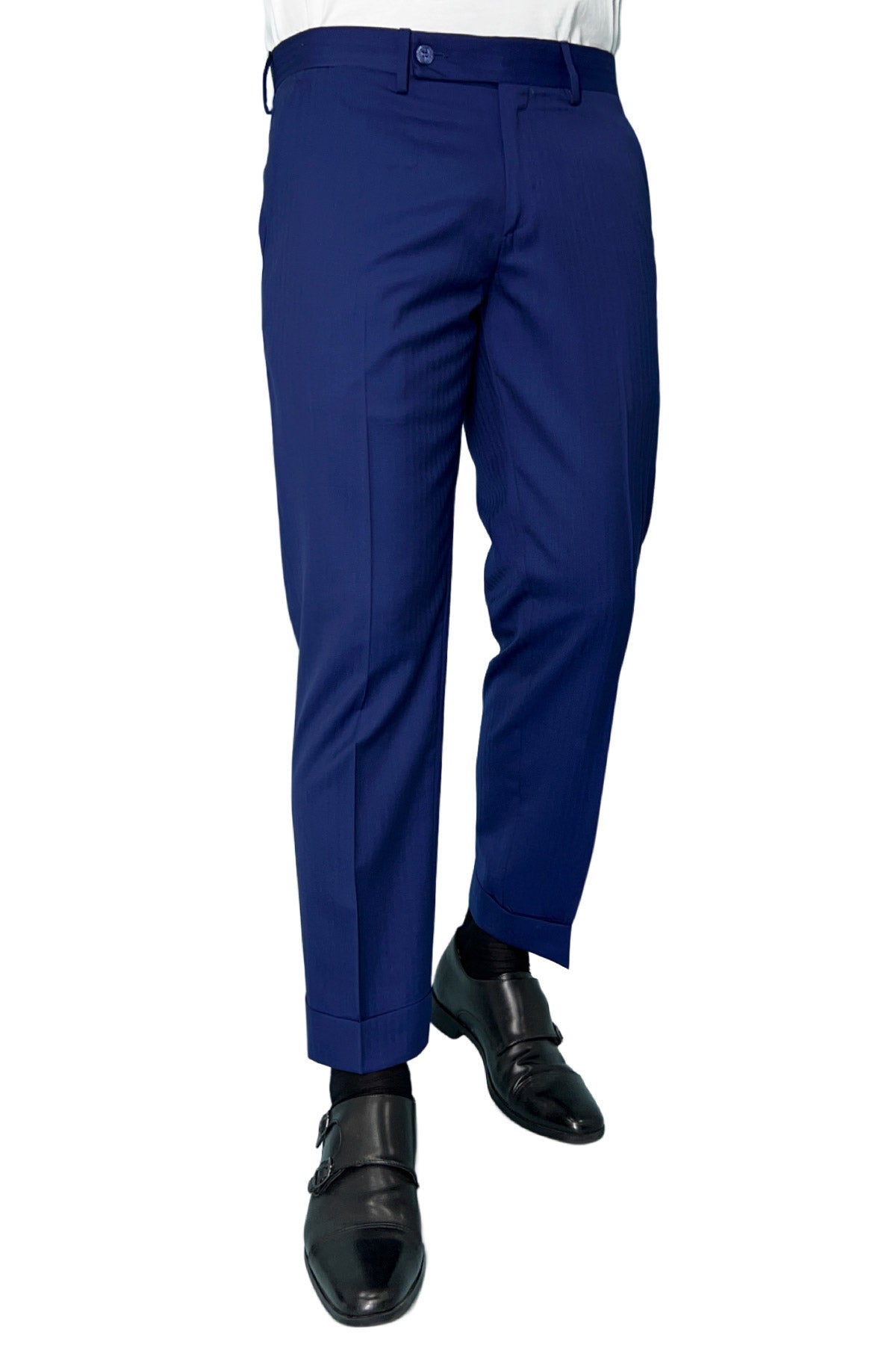 Pantalone uomo royal blu tasca america in fresco lana e seta Solaro Holland & Sherry
