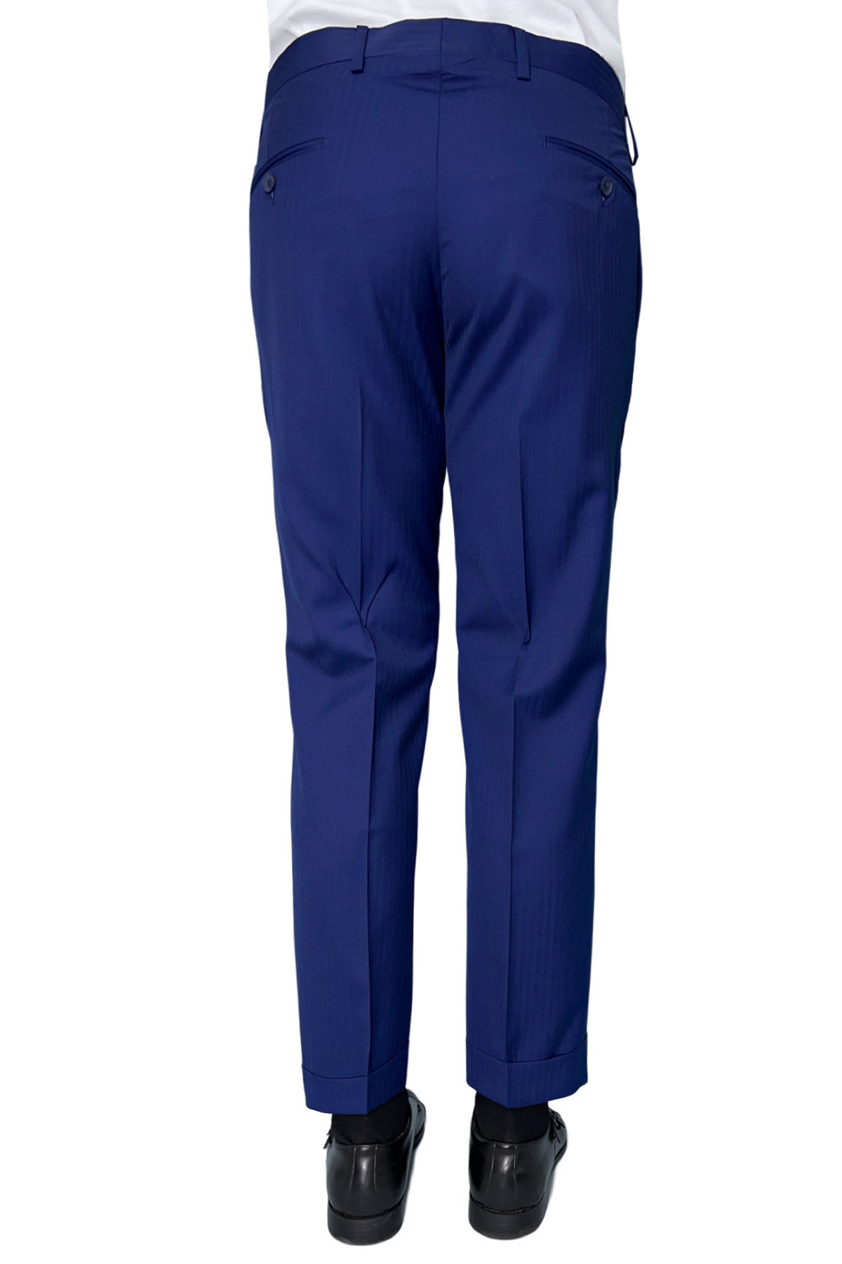 Pantalone uomo royal blu tasca america in fresco lana e seta Solaro Holland & Sherry