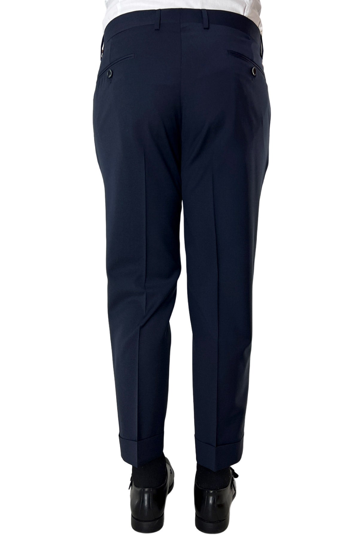 Pantalone uomo navy blu tasca america in fresco lana super 130's Vitale Barberis Canonico