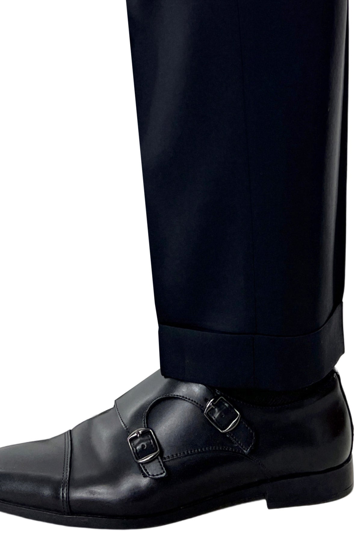 Abito smoking monopetto nera da uomo in fresco lana super 130's Vitale Barberis Canonico con rever a scialle largo in raso