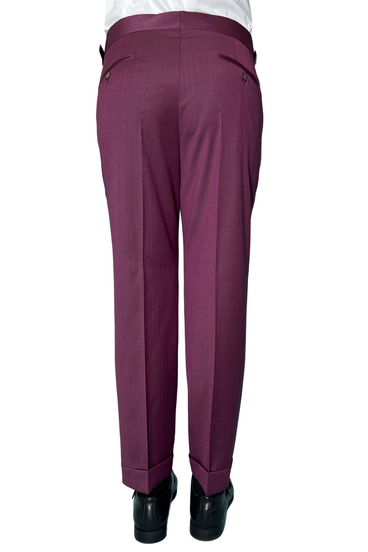 Pantalone uomo bordeaux Solaro vita alta doppia pinces in fresco lana e seta Vitale Barberis Canonico