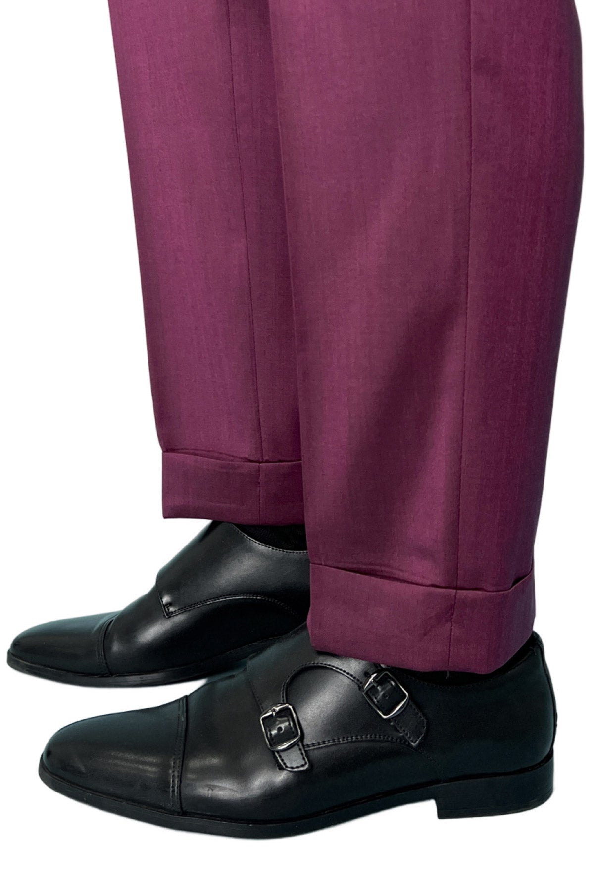 Pantalone uomo bordeaux Solaro vita alta doppia pinces in fresco lana e seta Vitale Barberis Canonico