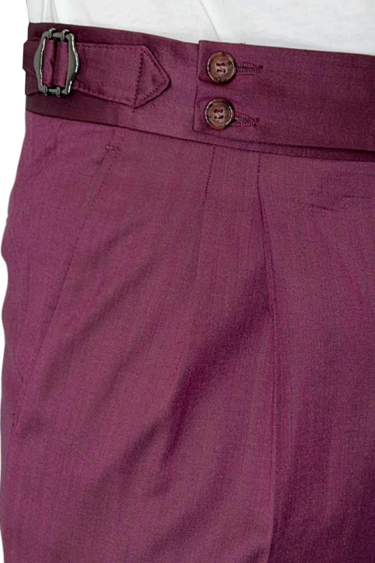 Pantalone uomo bordeaux Solaro vita alta doppia pinces in fresco lana e seta Vitale Barberis Canonico