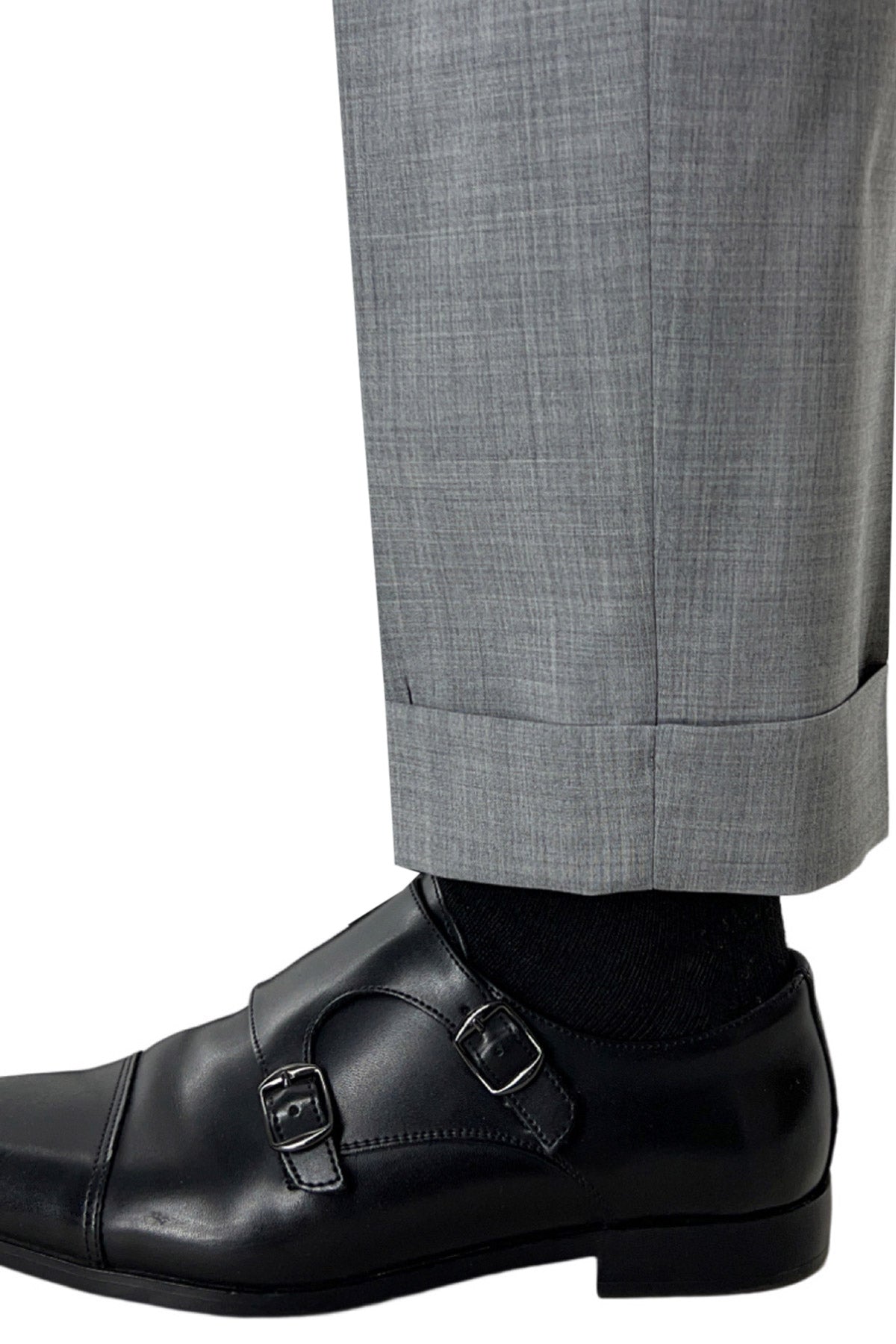 Pantalone uomo Grigio chiaro vita alta doppia pinces in fresco lana misto