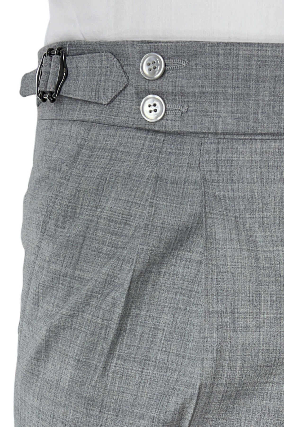 Pantalone uomo Grigio chiaro vita alta doppia pinces in fresco lana misto