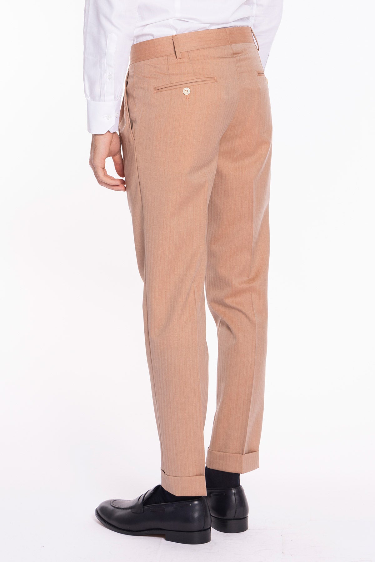 Pantalone uomo pesca chiusura prolungata doppia pinces in fresco lana super 100's e seta Solaro Holland & Sherry