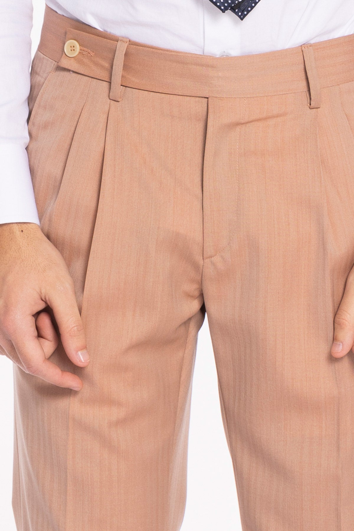 Pantalone uomo pesca chiusura prolungata doppia pinces in fresco lana super 100's e seta Solaro Holland & Sherry