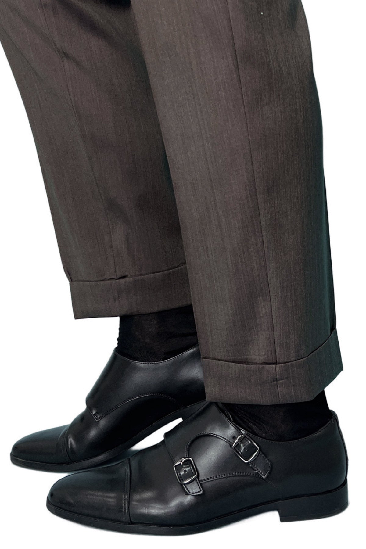 Pantalone uomo Marrone chiusura prolungata doppia pinces in fresco lana e seta Solaro Vitale Barberis Canonico